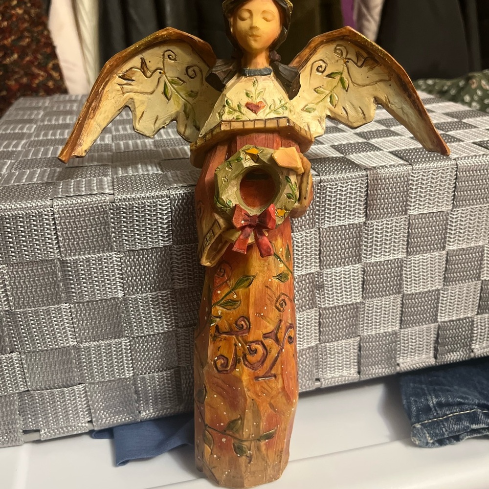 Handcrafted Angel Figurine with Wreath